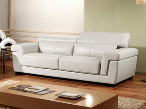 WHITE LABEL - canapé cuir 3 places evasion - 3 Seater Sofa