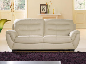 WHITE LABEL - canapé cuir 3 places coral - 3 Seater Sofa