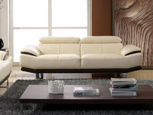 WHITE LABEL - canapé cuir 3 places osmoz - 3 Seater Sofa