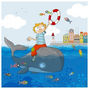 Children's picture-SERIE GOLO-Toile imprimée poissons volants 60x60cm