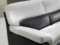 3-seater Sofa-WHITE LABEL-CLOÉ canapé cuir vachette 2 places. Bicolore noir 