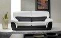 3-seater Sofa-WHITE LABEL-CLOÉ canapé cuir vachette 2 places. Bicolore noir 