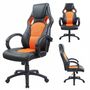 Office armchair-WHITE LABEL-Fauteuil de bureau sport cuir orange