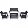 Garden furniture set-WHITE LABEL-Salon complet de jardin rotin PE noir