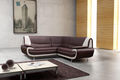 Adjustable sofa-WHITE LABEL-Canapé d?angle design en simili cuir brun et blanc