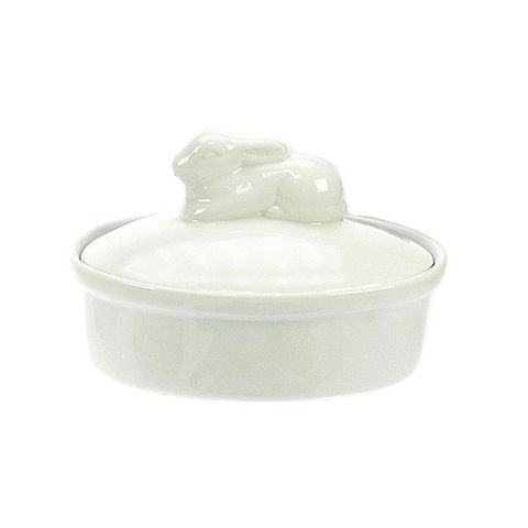 WHITE LABEL - Terrine dish-WHITE LABEL-Terrine en porcelaine couvercle lapin