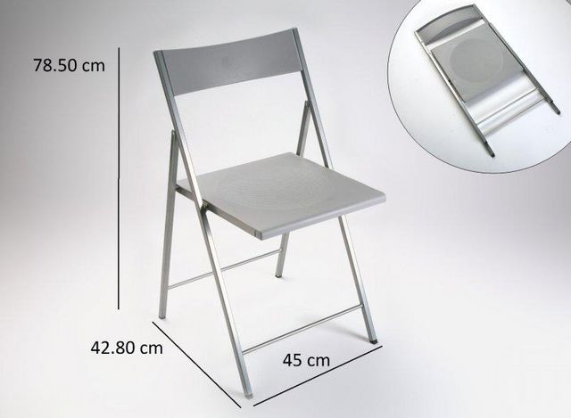 WHITE LABEL - Folding chair-WHITE LABEL-BELFORT Lot de 4 chaises pliantes argent
