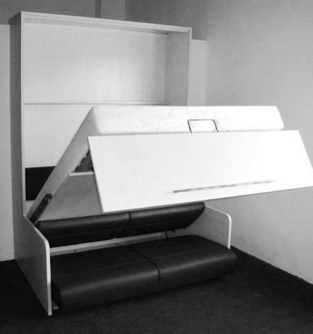 WHITE LABEL - Fold Away bed-WHITE LABEL-Armoire lit escamotable SPACE SOFA, canapé intégré