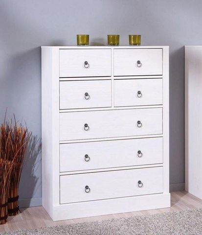 WHITE LABEL - Chest of drawers-WHITE LABEL-Commode PROVENCE blanche 7 tiroirs en pin massif