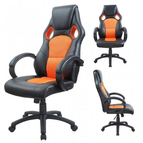 WHITE LABEL - Office armchair-WHITE LABEL-Fauteuil de bureau sport cuir orange
