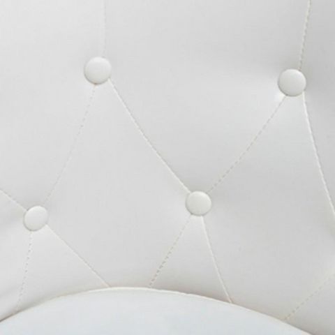 WHITE LABEL - Armchair and floor cushion-WHITE LABEL-Fauteuil avec pouf simili-cuir blanc
