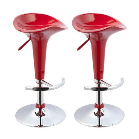 WHITE LABEL - Bar stool-WHITE LABEL-Lot de 2 Tabourets de bar rouge