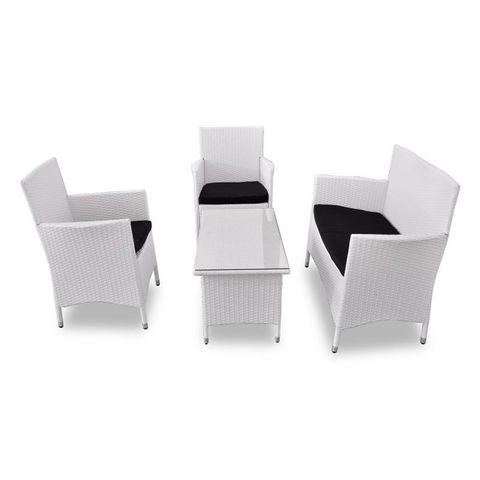 WHITE LABEL - Garden furniture set-WHITE LABEL-Salon de jardin blanc complet