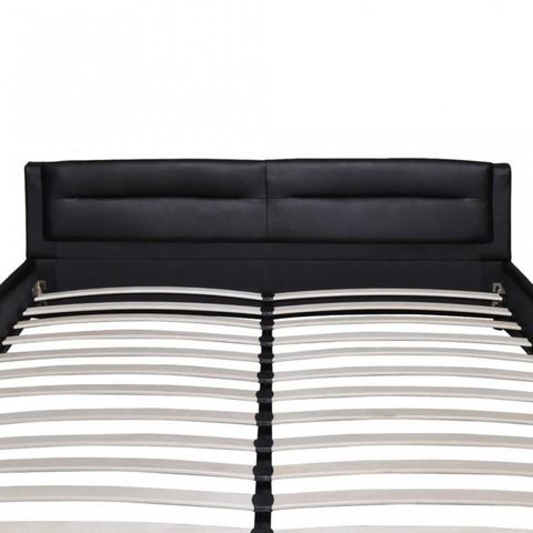 WHITE LABEL - Double bed-WHITE LABEL-Lit cuir 180 x 200 cm noir et blanc