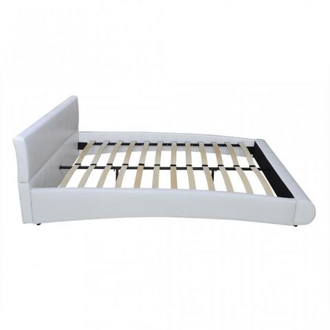 WHITE LABEL - Double bed-WHITE LABEL-Lit cuir led 180 x 200 cm blanc