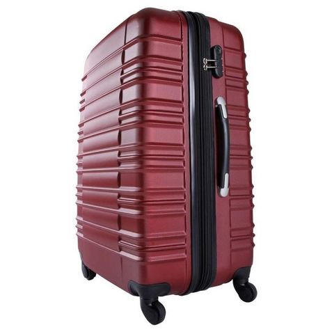 WHITE LABEL - Suitcase with wheels-WHITE LABEL-Lot de 4 valises bagage ABS bordeaux