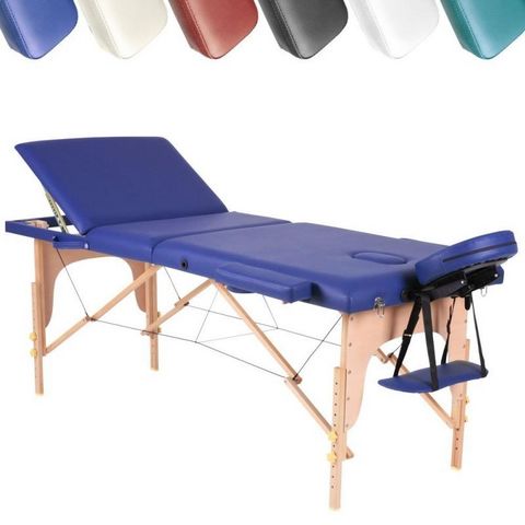 WHITE LABEL - Massage table-WHITE LABEL-Table De Massage Pliante 3 Zones bleu
