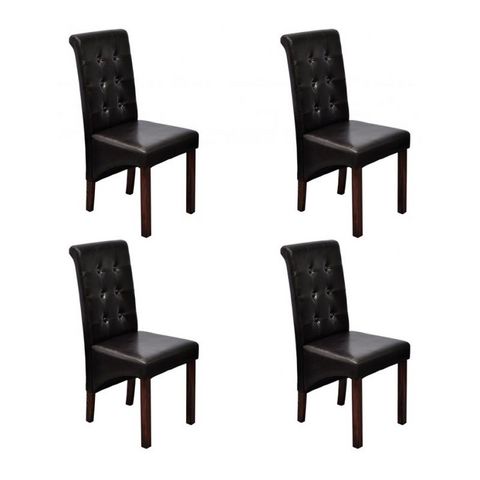 WHITE LABEL - Chair-WHITE LABEL-4 Chaises de salle a manger marron