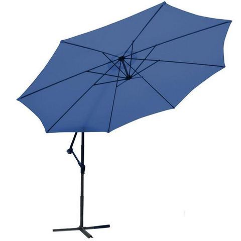 WHITE LABEL - Offset umbrella-WHITE LABEL-Parasol déporté de 3,5 m bleu + Housse
