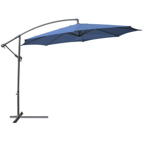 WHITE LABEL - Offset umbrella-WHITE LABEL-Parasol déporté de 3,5 m bleu + Housse