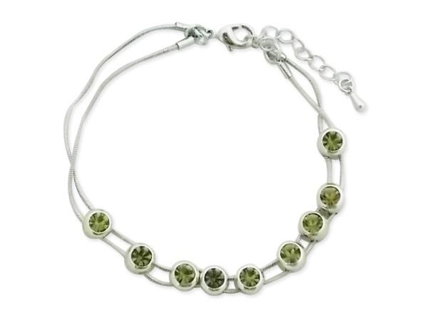 WHITE LABEL - Necklace-WHITE LABEL-Bracelet aux  faux cristaux verts mobiles bijou fa