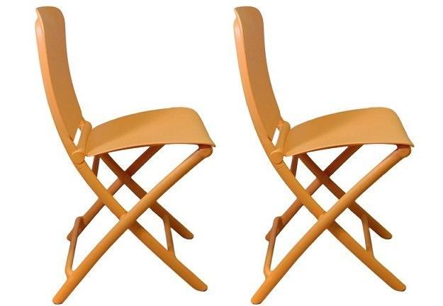 WHITE LABEL - Folding chair-WHITE LABEL-Lot de 2 chaises pliante ZAK design orange