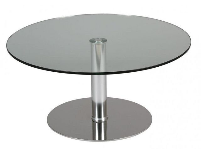 WHITE LABEL - Round diner table-WHITE LABEL-Table relevable ronde SCION en verre transparent p