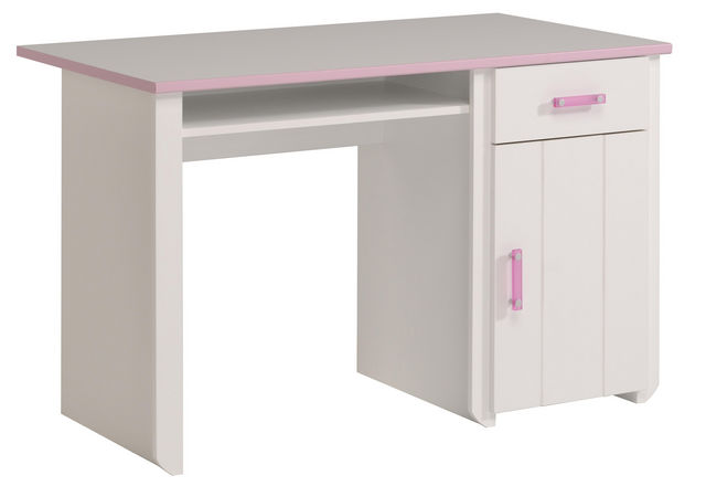 WHITE LABEL - Children's desk-WHITE LABEL-Bureau pour fille coloris blanc et rose