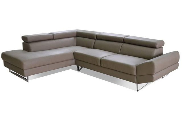 WHITE LABEL - Adjustable sofa-WHITE LABEL-Canapé d'angle gauche fixe VENISE cuir éco taupe