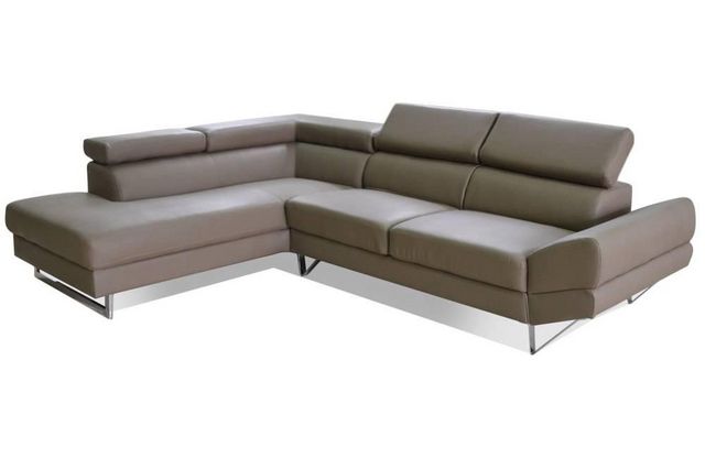 WHITE LABEL - Adjustable sofa-WHITE LABEL-Canapé d'angle gauche fixe VENISE cuir éco taupe