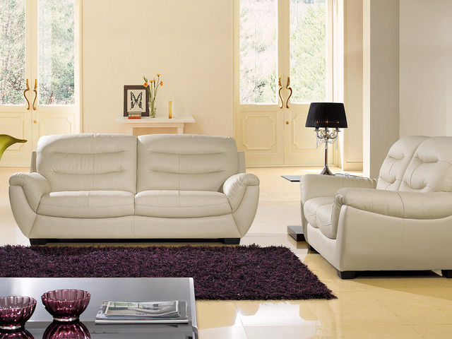 WHITE LABEL - 2-seater Sofa-WHITE LABEL-Canapé Cuir 2 places CORAL