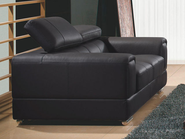WHITE LABEL - 2-seater Sofa-WHITE LABEL-Canapé Cuir 2 places LIMA