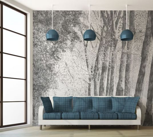 IN CREATION - Panoramic wallpaper-IN CREATION-forêt au crayon gris