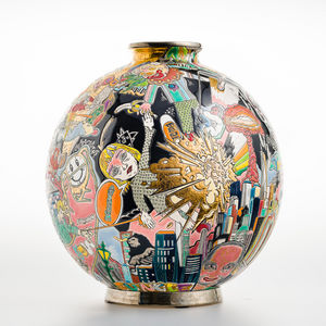 EMAUX DE LONGWY - nouveau monde - Große Vase