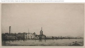CALTON GALLERY - nine elms, from the thames (london) - Radierung