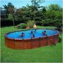 Pool mit Holzumrandung-GRE-Piscine Octogonale Bois HAWAII - 745 x 420 x 132 c