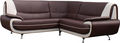 Variables Sofa-WHITE LABEL-Canapé d?angle design en simili cuir brun et blanc