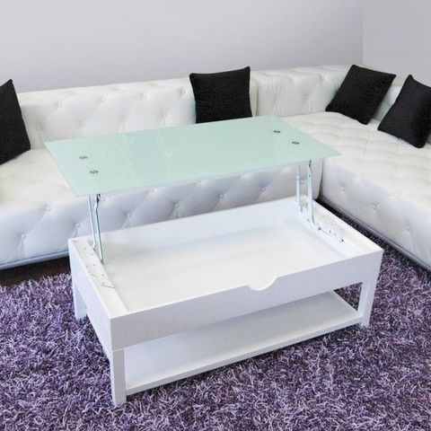 WHITE LABEL - Rechteckiger Couchtisch-WHITE LABEL-Table basse relevable Doha