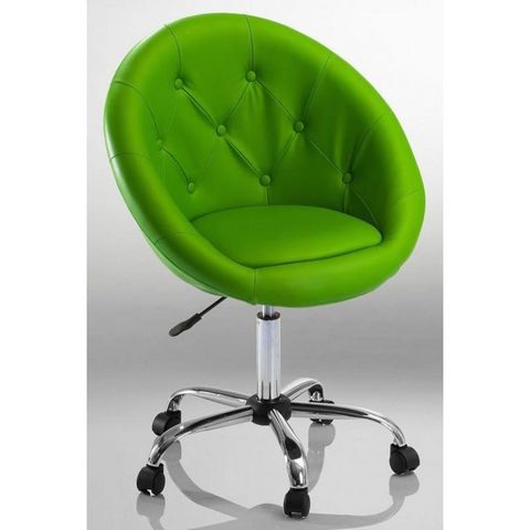 WHITE LABEL - Rotationssessel-WHITE LABEL-Fauteuil lounge pivotant cuir vert