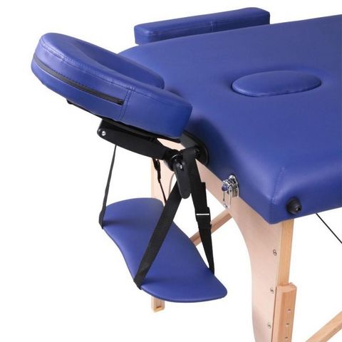 WHITE LABEL - Massagetisch-WHITE LABEL-Table De Massage Pliante 3 Zones bleu
