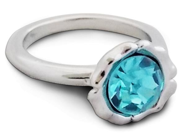 WHITE LABEL - Ring-WHITE LABEL-Bague argentée rayonnante avec pierre turquoise bi