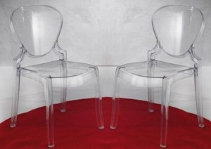 WHITE LABEL - lot de 2 chaises design light en plexiglas transpa - Silla