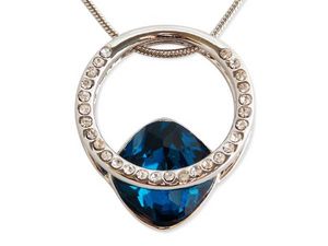 WHITE LABEL - collier anneau solitaire strass et pierre précieus - Collar