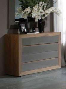 WHITE LABEL - commode elche, 4 tiroirs finition taupe - Cómoda