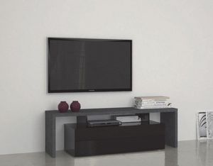 WHITE LABEL - meuble design tv treviso 2 noir - Mueble Tv Hi Fi