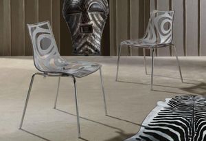 WHITE LABEL - lot de 2 chaises design tribal transparente et tau - Silla