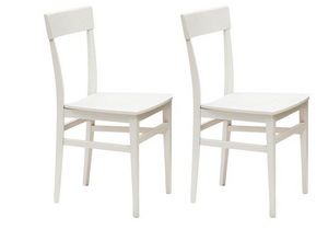 WHITE LABEL - lot de 2 chaises navigli en hêtre laque blanc bril - Silla