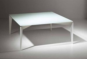 WHITE LABEL - table basse tobias design en verre trempé blanc - Mesa De Centro Cuadrada