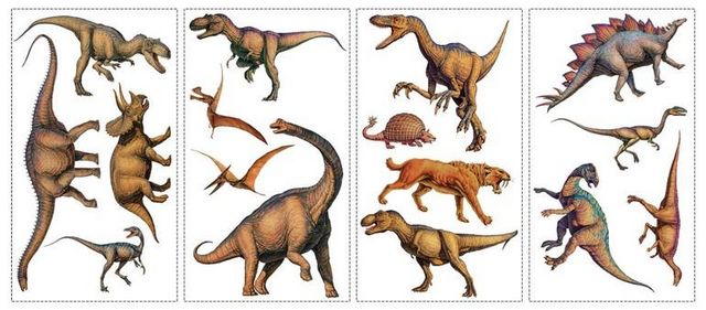 RoomMates - Adhesivo decorativo para niño-RoomMates-Stickers repositionnables dinosaures 16 éléments