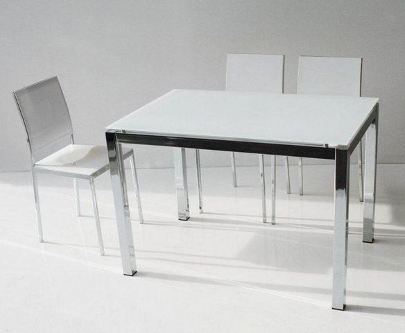 WHITE LABEL - Mesa de comedor rectangular-WHITE LABEL-Table repas extensible MAJESTIC 130 x 80 cm en ver